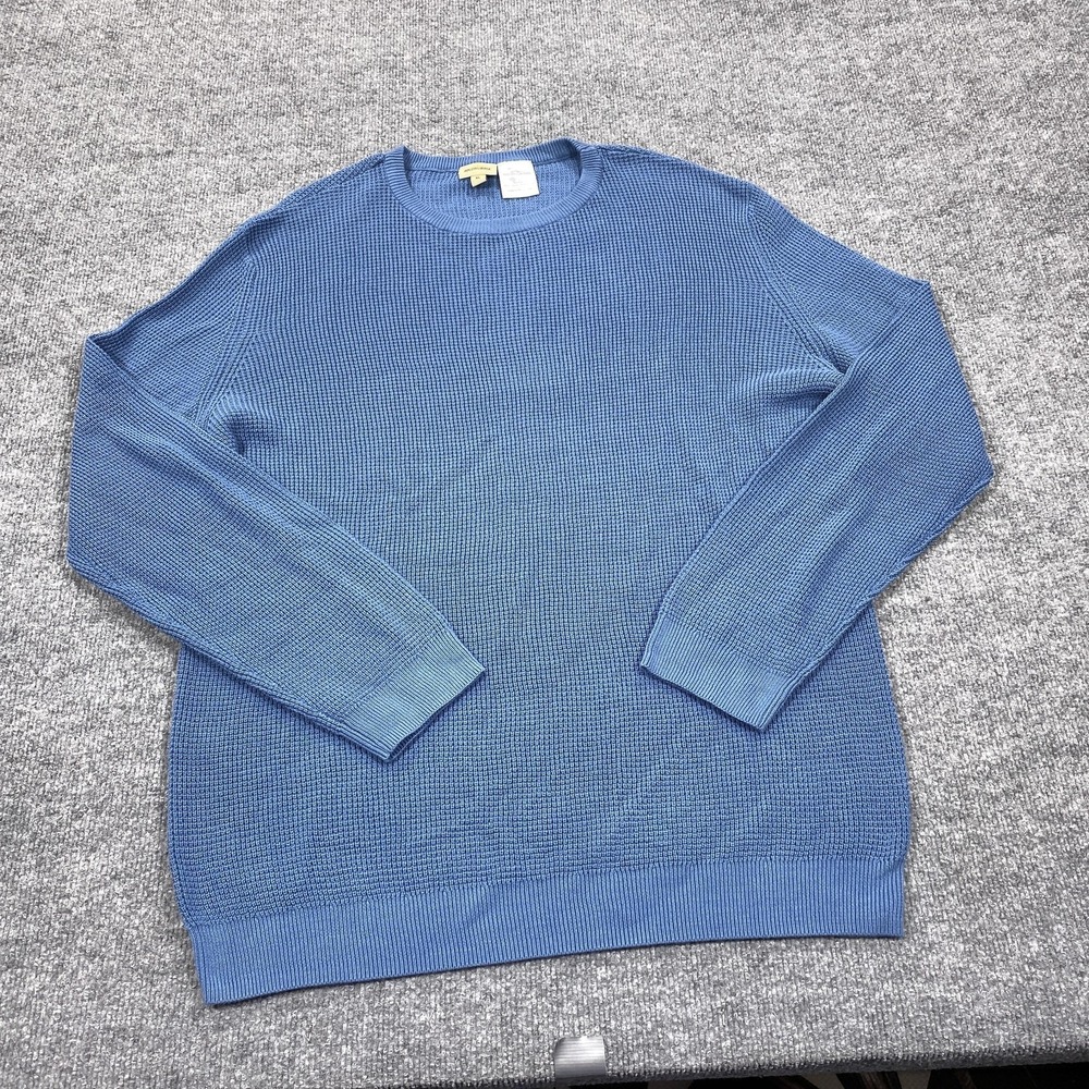 Adventuridge Sweater Pullover Mens XL Blue Waffle-Knit‎ Crew Neck Lightweight